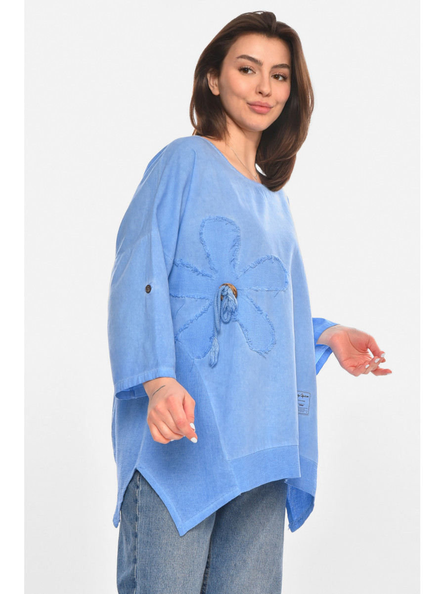Блуза женская полубатальная голубого цвета 213534C