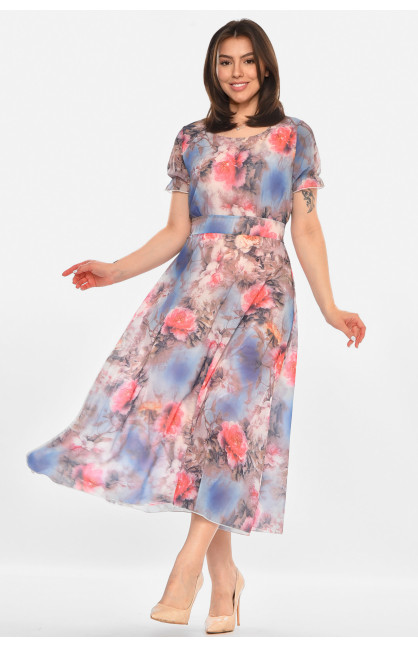 Платье женское розового цвета с принтом 213537C