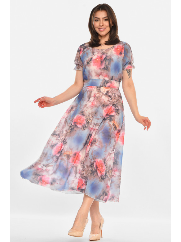 Платье женское розового цвета с принтом 213537C