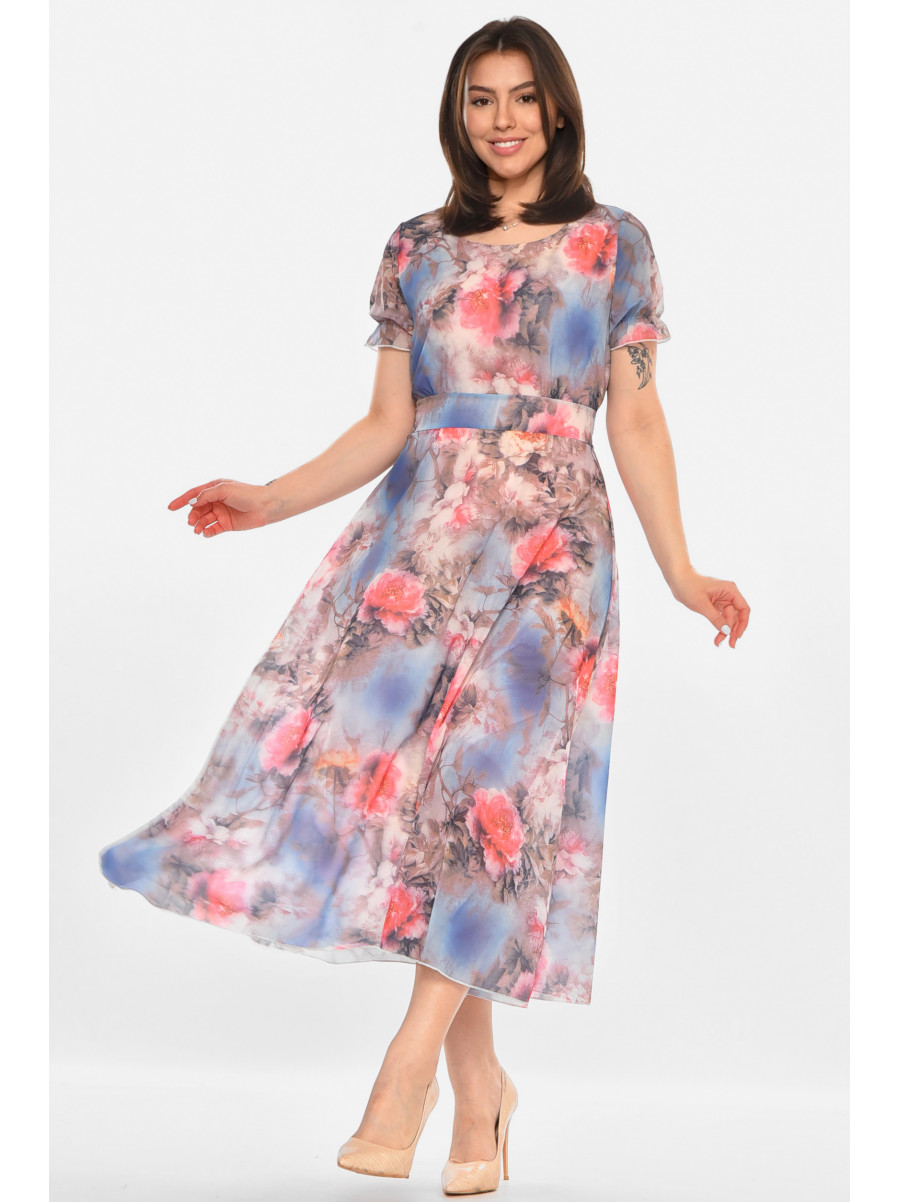 Платье женское розового цвета с принтом 213537C