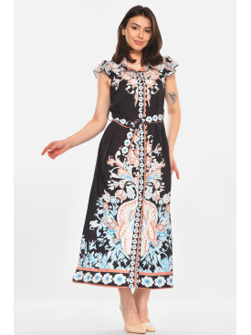 Платье женское черного цвета с принтом 213538C