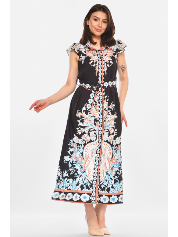 Платье женское черного цвета с принтом 213538C