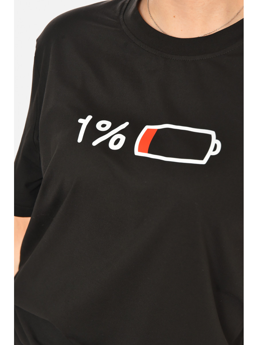 Футболка женская черного цвета с принтом 213549C