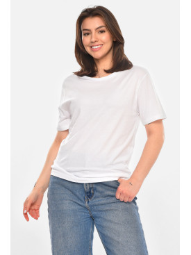 Футболка женская однотонная белого цвета 213567C