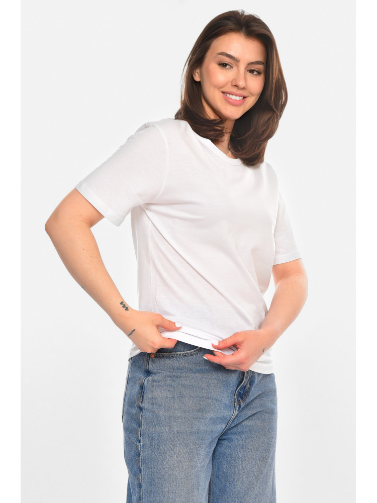 Футболка женская однотонная белого цвета 213567C