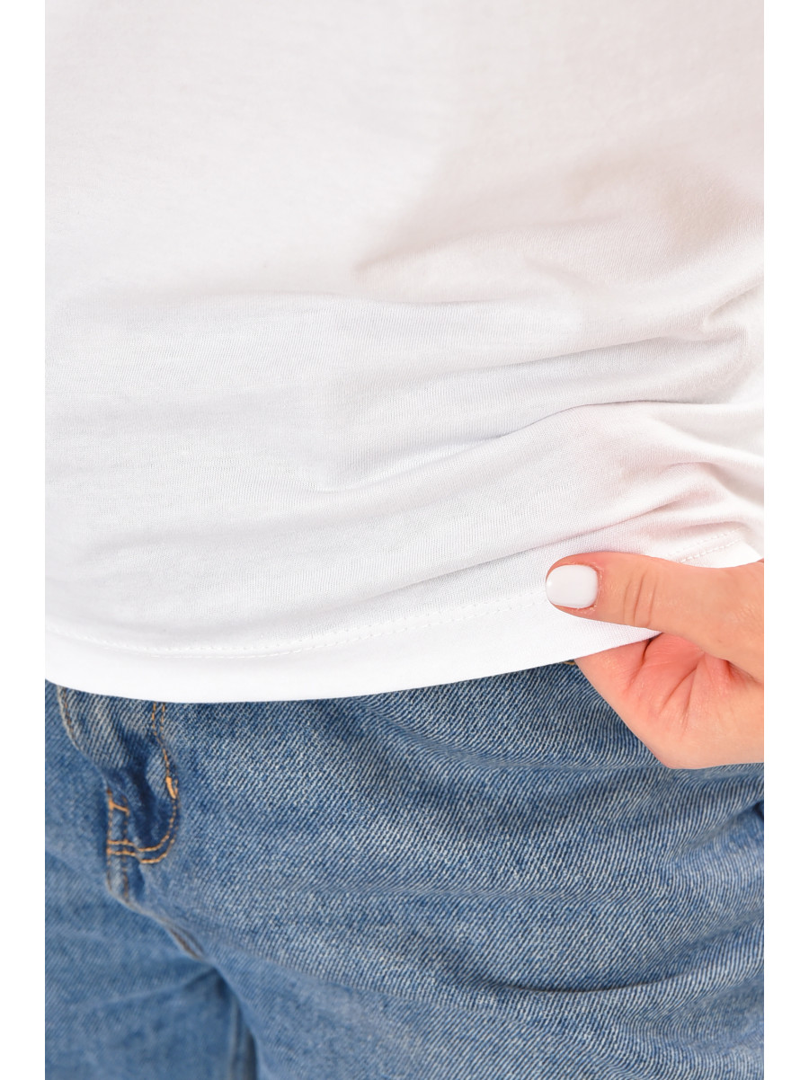 Футболка женская однотонная белого цвета 213567C