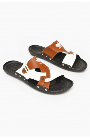 Шлепки мужские бело-коричневого цвета С2 213574C