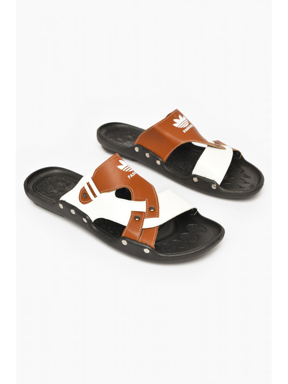 Шлепки мужские бело-коричневого цвета С2 213574C