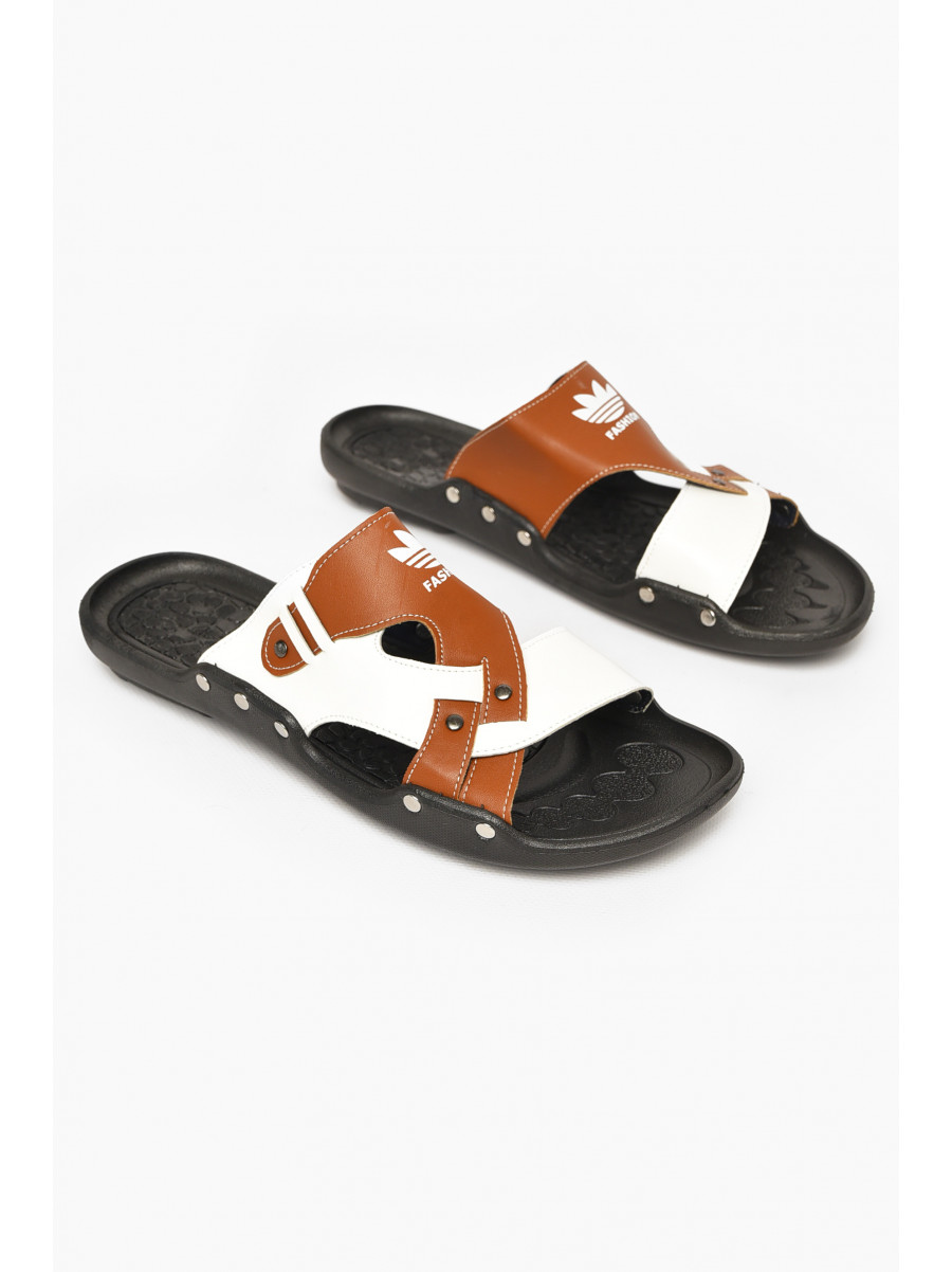 Шлепки мужские бело-коричневого цвета С2 213574C