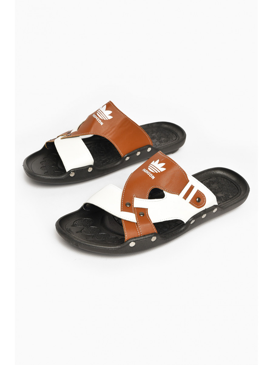 Шлепки мужские бело-коричневого цвета С2 213574C