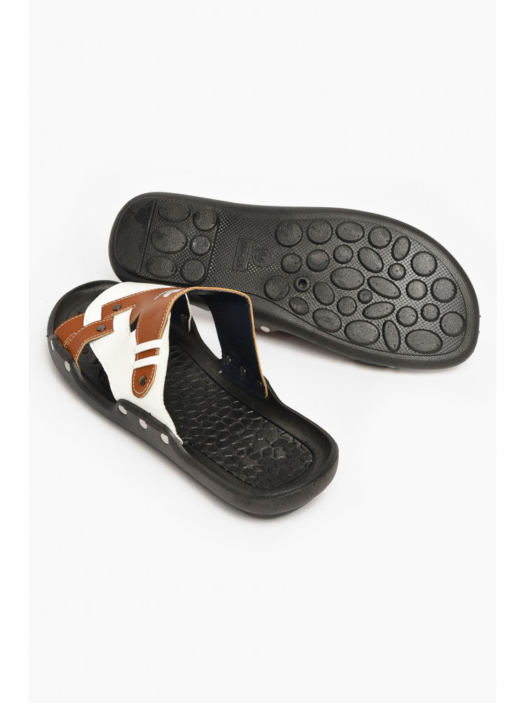 Шлепки мужские бело-коричневого цвета С2 213574C