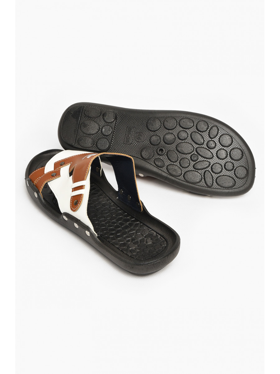 Шлепки мужские бело-коричневого цвета С2 213574C