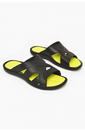 Шлепанцы мужские пена черно-салатового цвета СЛМ-07 213620C
