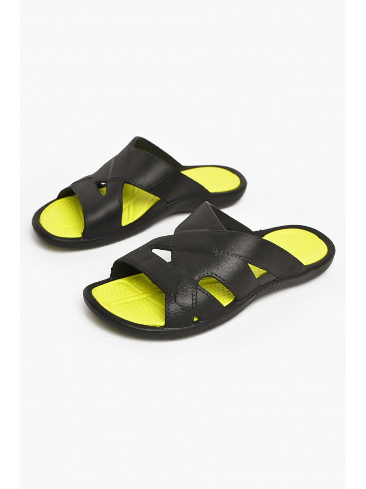 Шлепанцы мужские пена черно-салатового цвета СЛМ-07 213620C