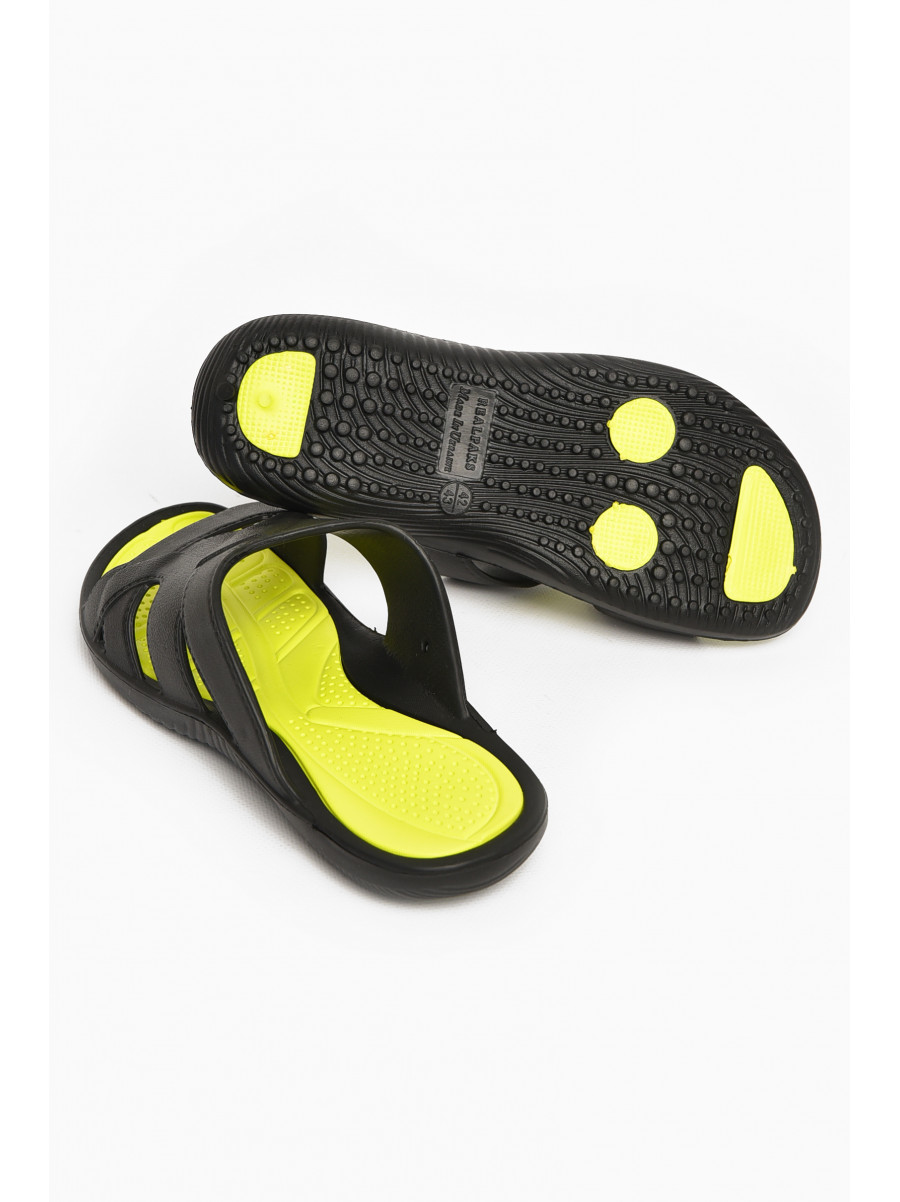 Шлепанцы мужские пена черно-салатового цвета СЛМ-07 213620C