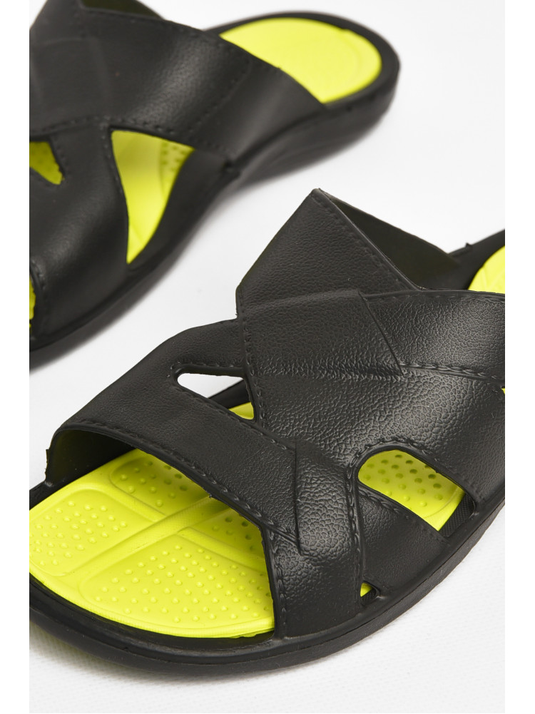 Шлепанцы мужские пена черно-салатового цвета СЛМ-07 213620C