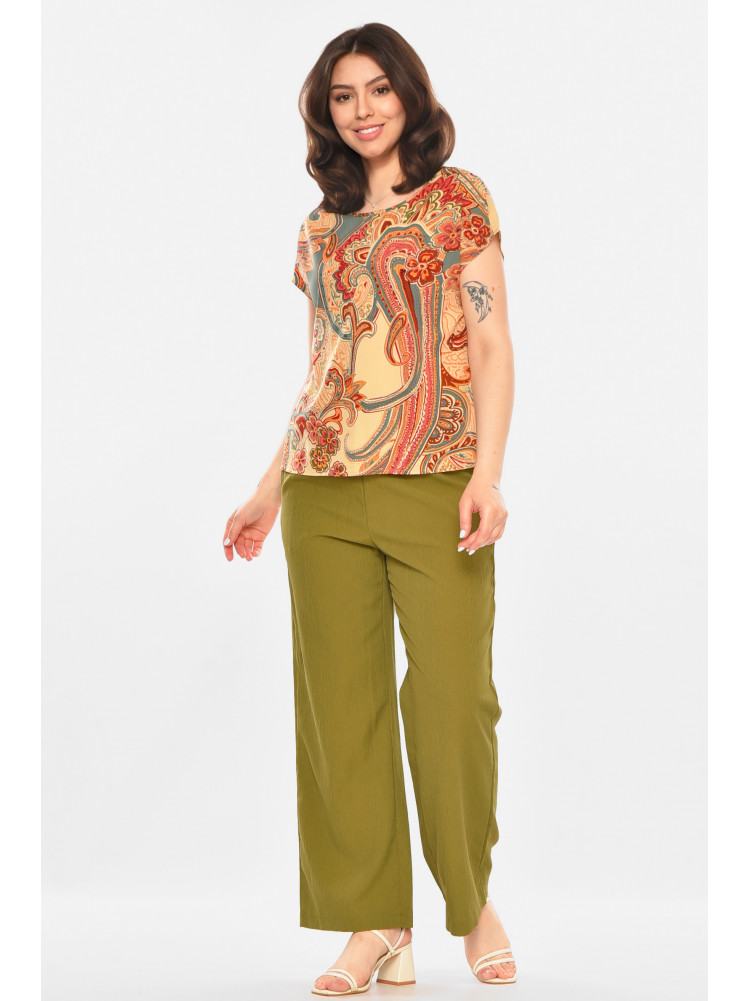 Костюм женский оливкового цвета с принтом 213635C