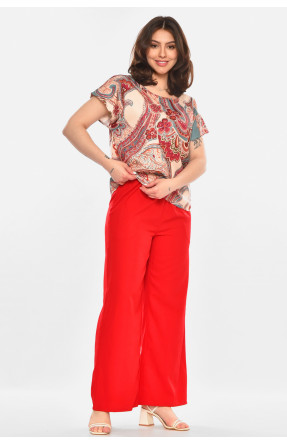 Костюм женский красного цвета с принтом 213636C