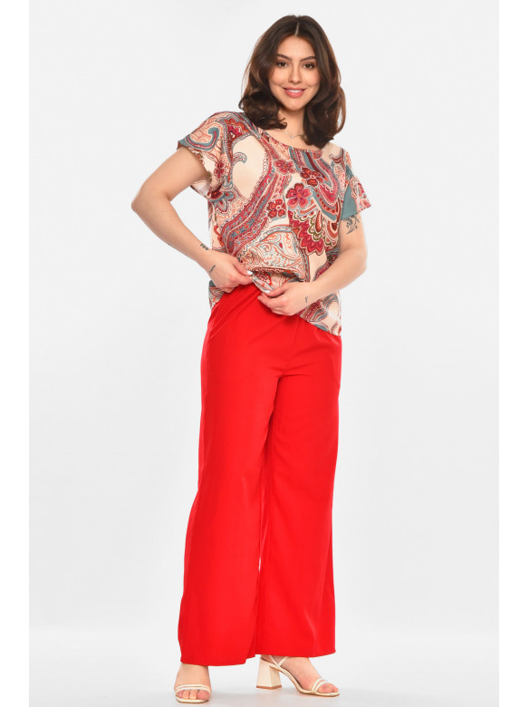 Костюм женский красного цвета с принтом 213636C