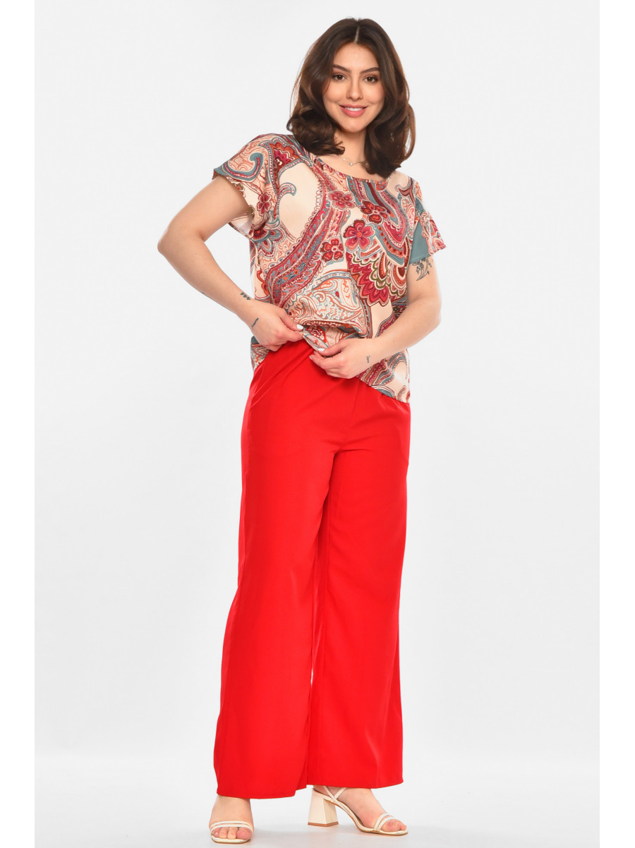 Костюм женский красного цвета с принтом 213636C