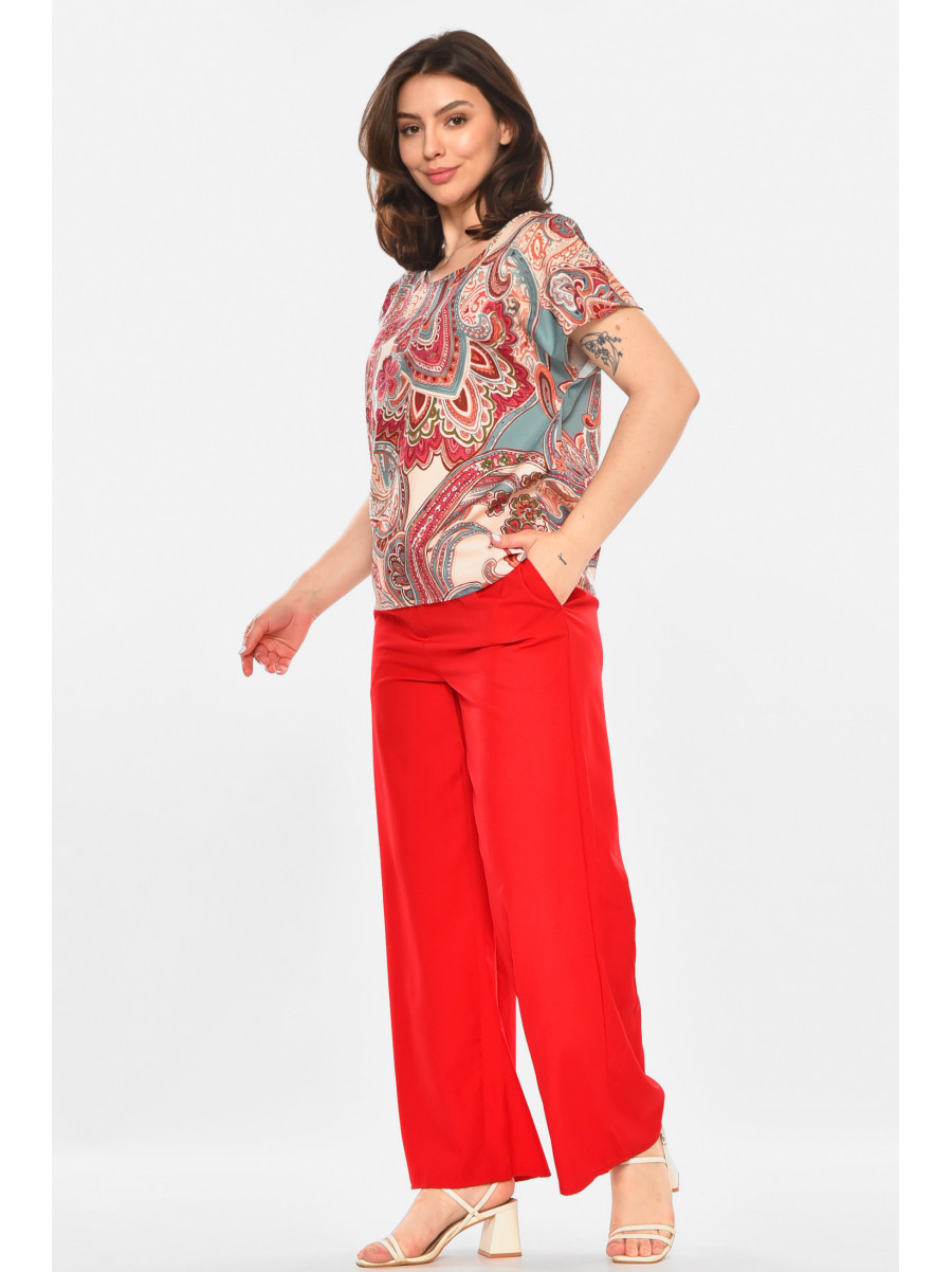 Костюм женский красного цвета с принтом 213636C