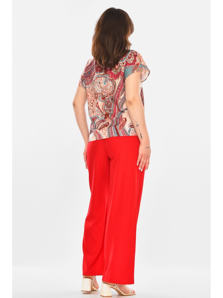 Костюм женский красного цвета с принтом 213636C