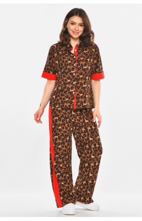 Костюм женский коричневого цвета с принтом 213637C