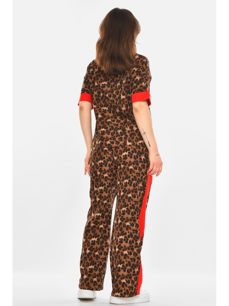 Костюм женский коричневого цвета с принтом 213637C