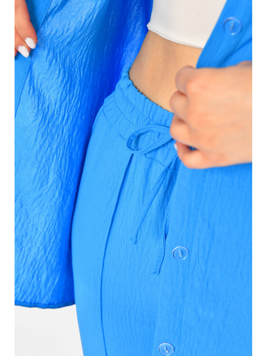 Костюм женский однотонный синего цвета 213638C
