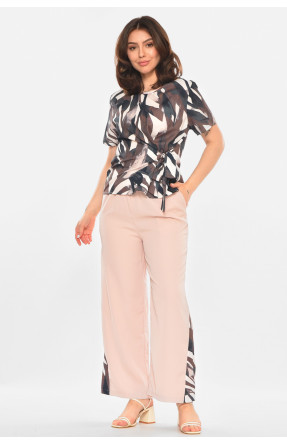 Костюм женский бежевого цвета с принтом 213639C