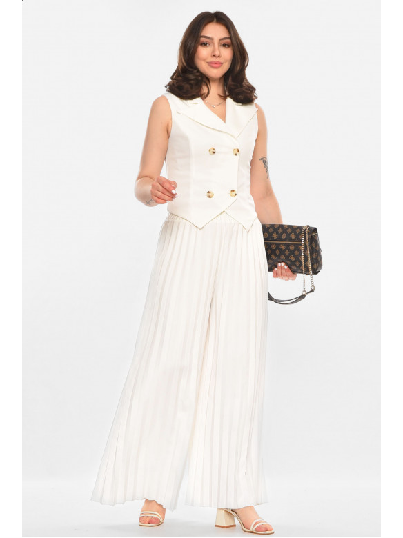 Костюм женский однотонный белого цвета 213648C