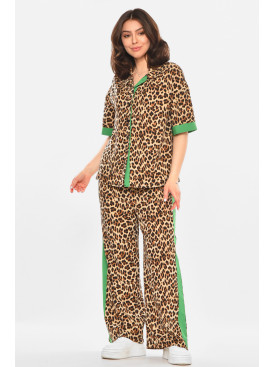 Костюм женский бежевого цвета с принтом 213656C
