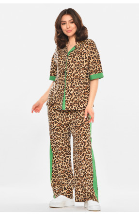 Костюм женский бежевого цвета с принтом 213656C