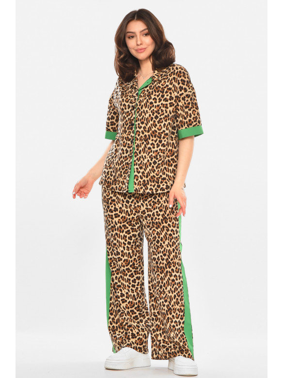 Костюм женский бежевого цвета с принтом 213656C