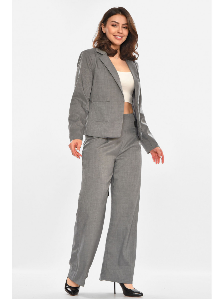 Костюм женский однотонный серого цвета 213658C