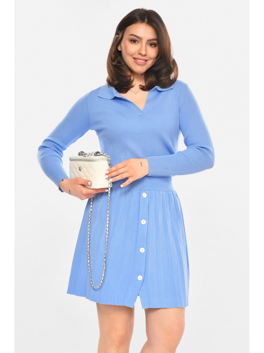 Костюм женский однотонный голубого цвета 213659C