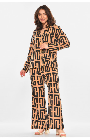 Костюм женский бежевого цвета с принтом 213661C