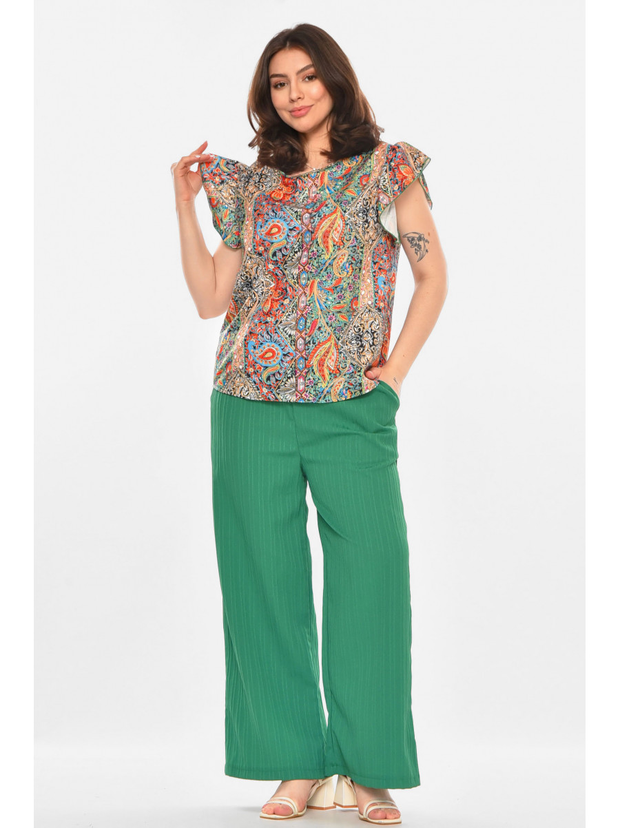 Костюм женский зеленого цвета с принтом 213663C