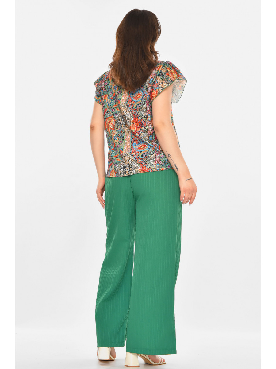 Костюм женский зеленого цвета с принтом 213663C