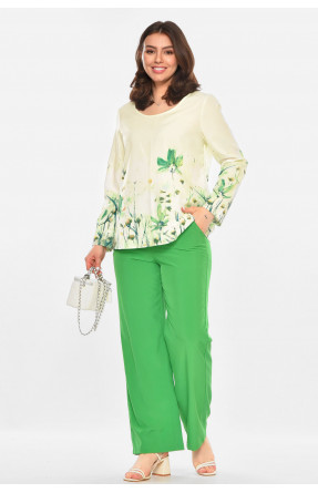 Костюм женский зеленого цвета с принтом 213666C