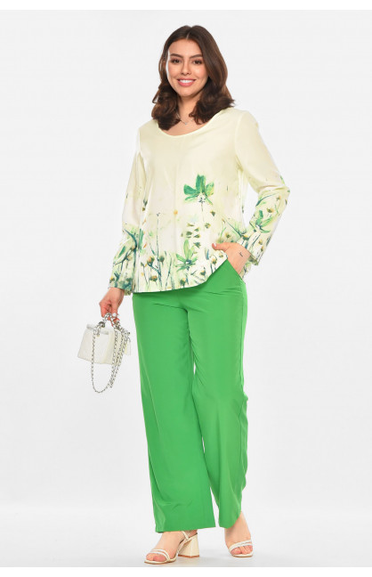 Костюм женский зеленого цвета с принтом 213666C