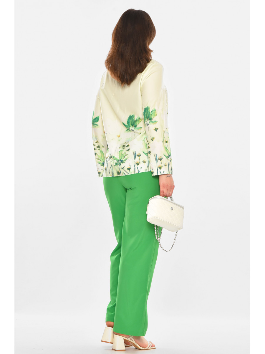 Костюм женский зеленого цвета с принтом 213666C