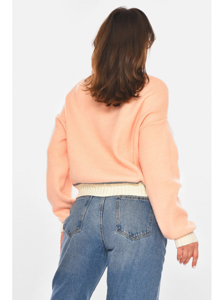 Свитер женский вязаный светло-розового цвета 213669C