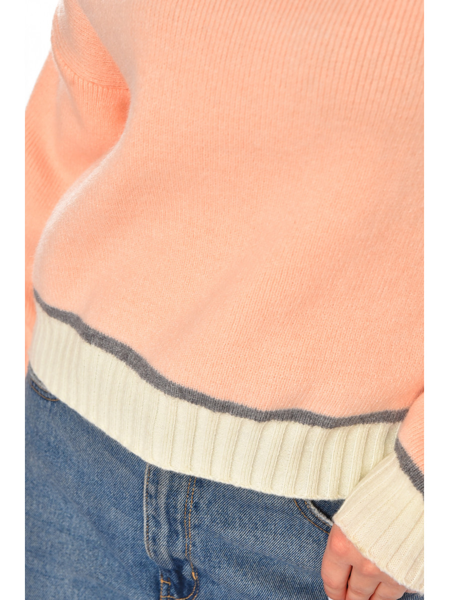 Свитер женский вязаный светло-розового цвета 213669C