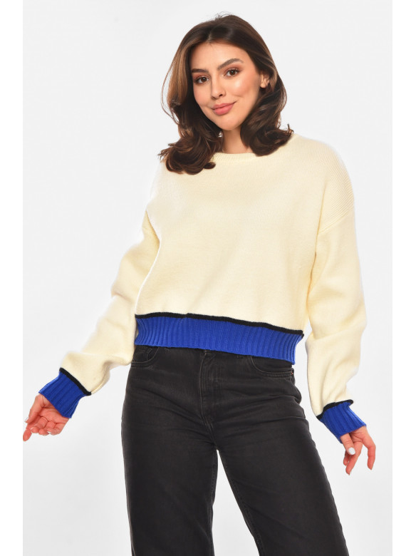 Свитер женский вязаный молочного цвета 213670C