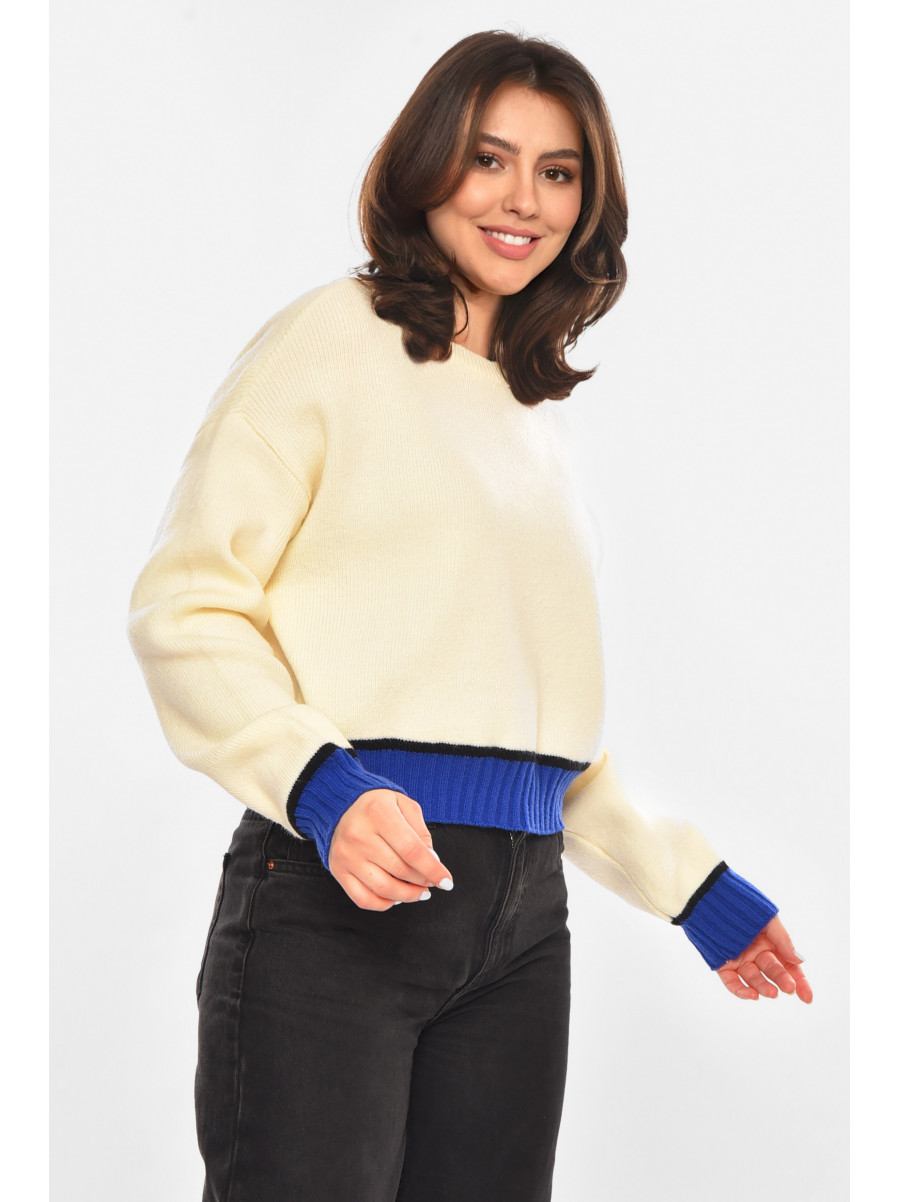 Свитер женский вязаный молочного цвета 213670C