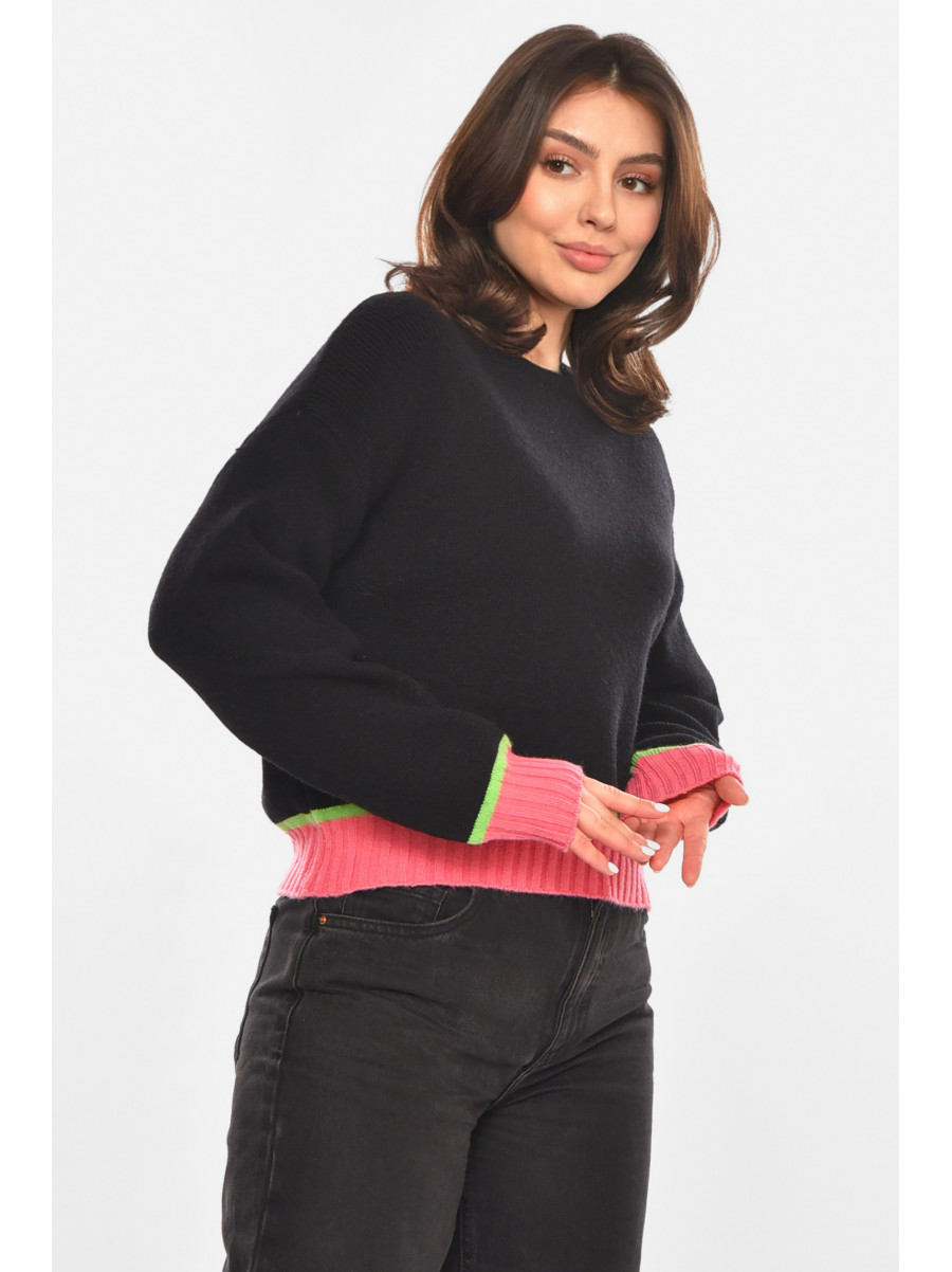 Свитер женский вязаный черного цвета 213672C