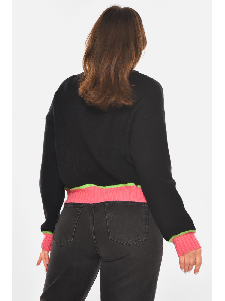 Свитер женский вязаный черного цвета 213672C