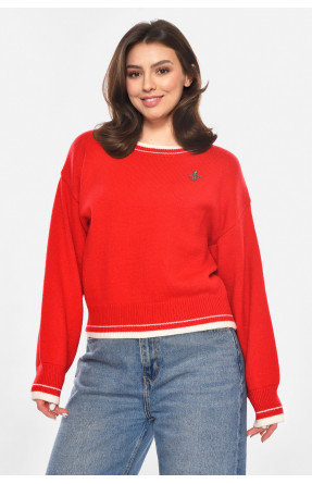 Свитер женский вязаный красного цвета 213673C