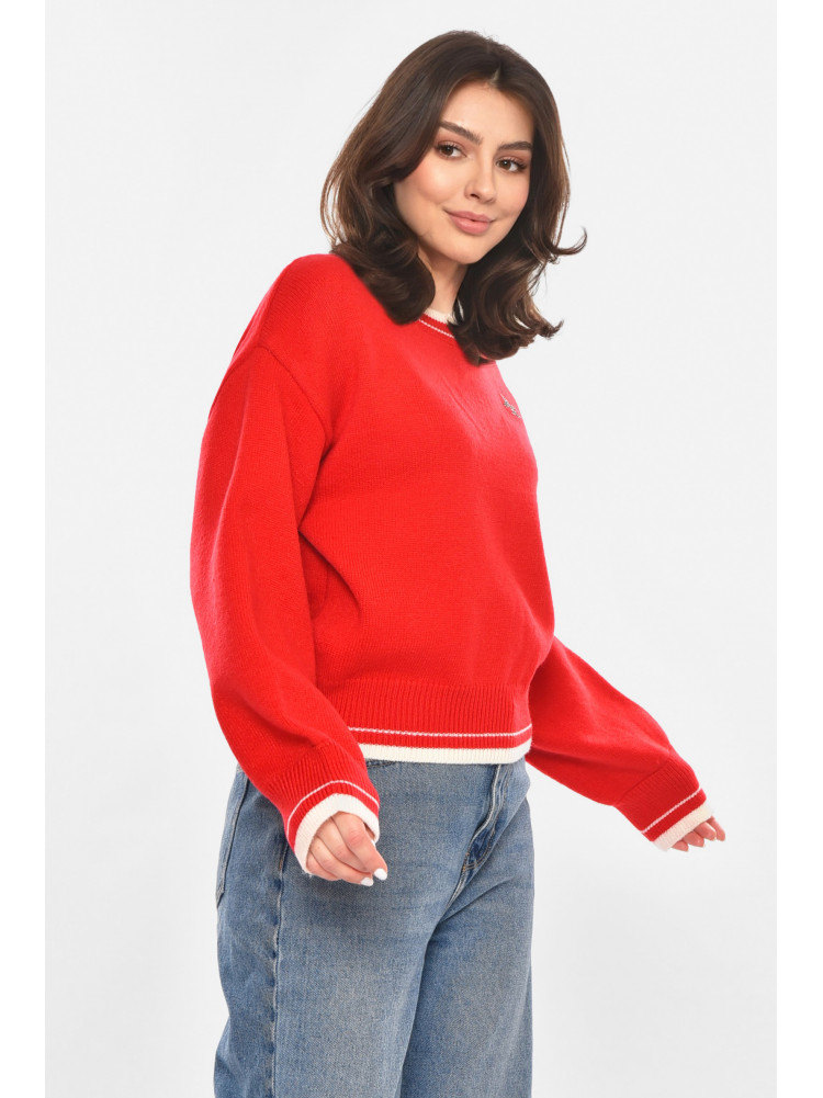 Свитер женский вязаный красного цвета 213673C